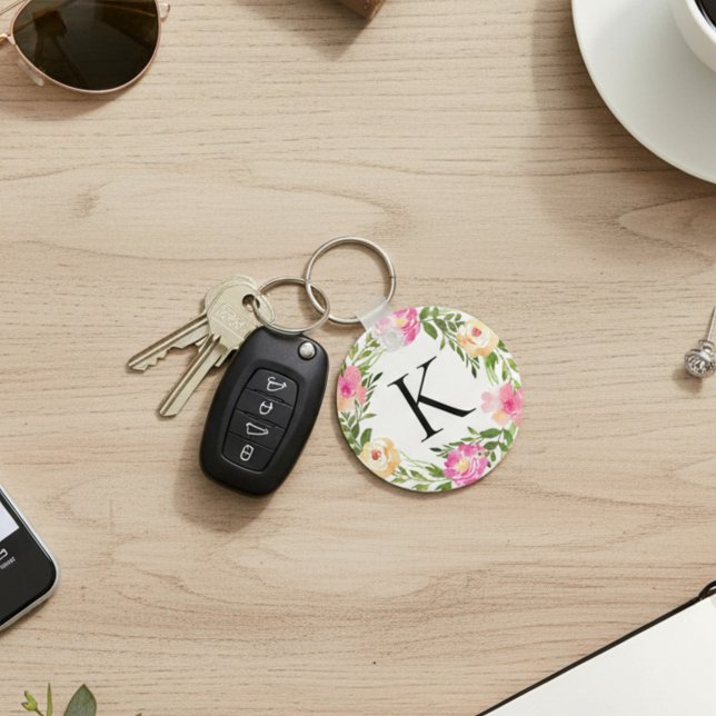 Porte-clés Initial Floral Rose (Créateur téléchargé)