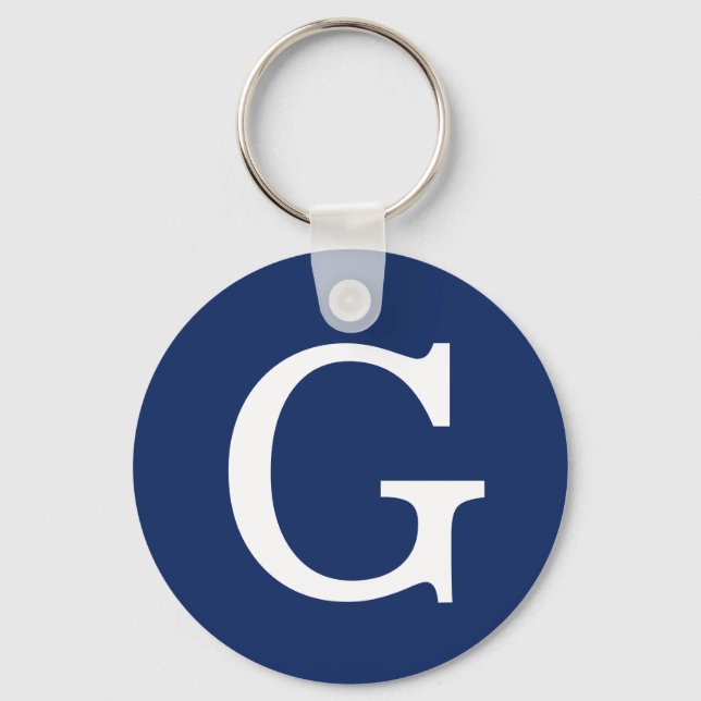 Porte-clés Initial Letter Monogram Blue White Plain Simple (Recto)