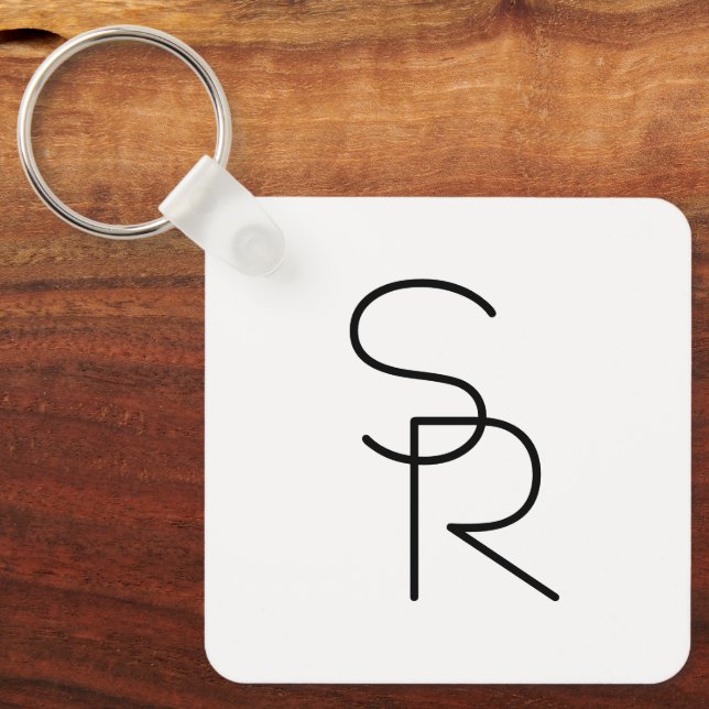 Porte-clés Initiales de chevauchement à l'aspect moderne (Recto)