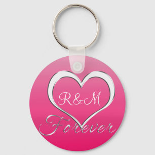 Porte-clés Initiales du coeur de couple Monogramme