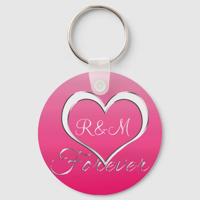 Porte-clés Initiales du coeur de couple Monogramme (Recto)