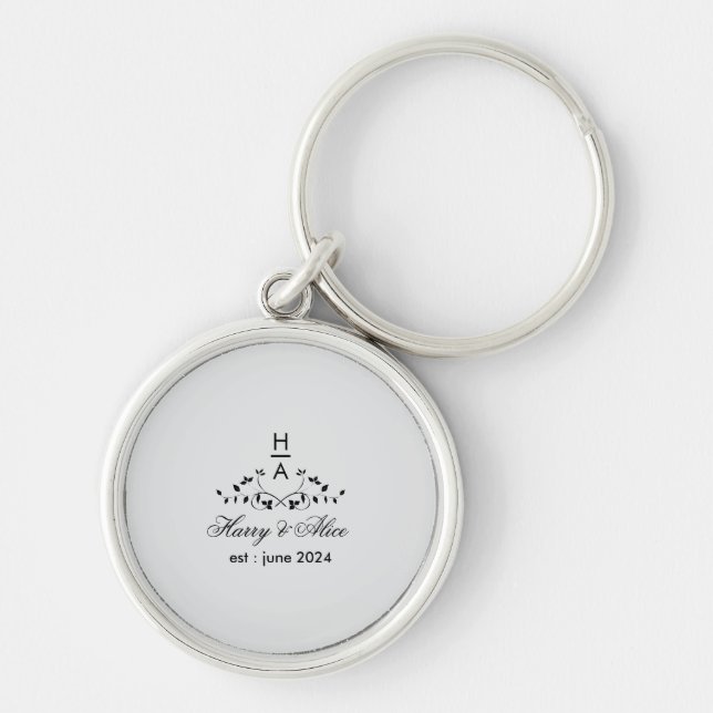 Porte-clés Initiales du mariage Monogram Couple (Devant)