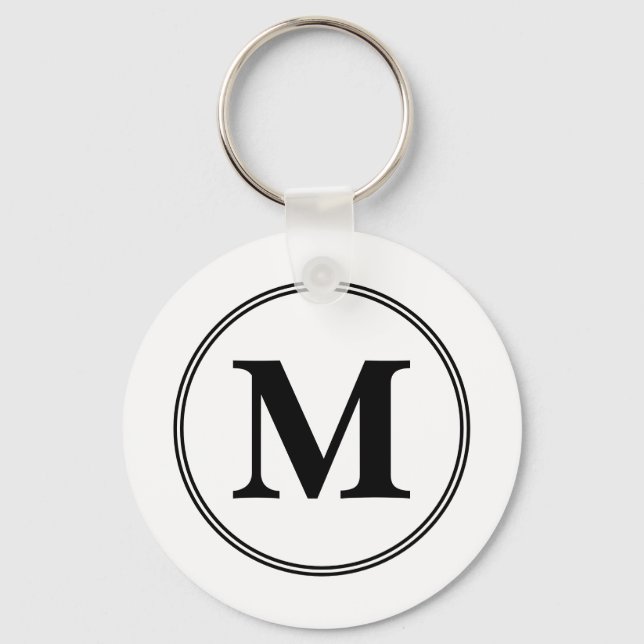 Porte-clés Initiales monogrammes simples noir et blanc (Recto)