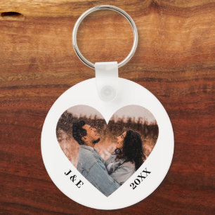 Porte-clés Initiales personnalisées Couple Photo Coeur person