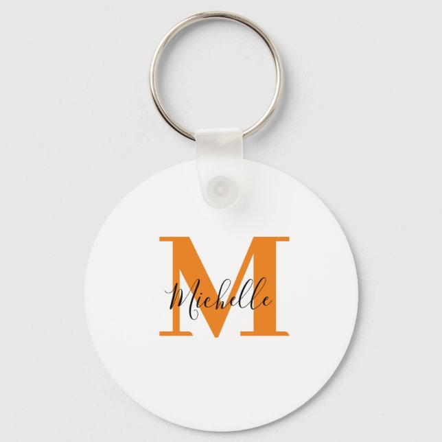 Porte-clés Initiales personnalisées modernes et nom Monogramm (Recto)