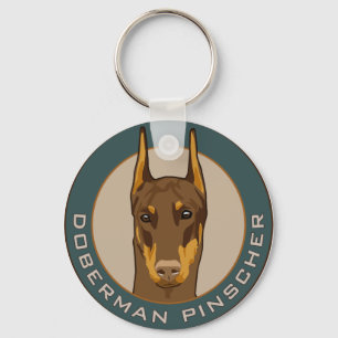Porte-clés Insigne de dobermann, rouge