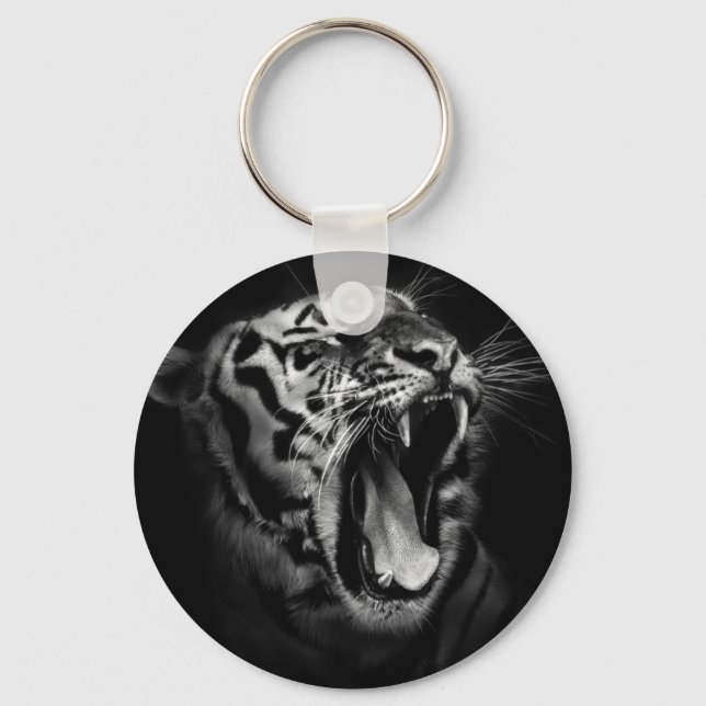Porte-clés Inspiration de tigre noir et blanc (Recto)