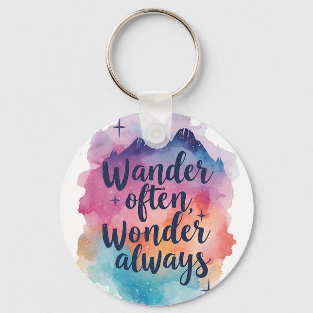 Porte-clés Inspirational Watercolor Wanderlust Message (Recto)