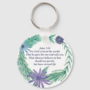 Porte-clés Inspirationnelle Bible Verse Jean 3:16 Chrétien mi