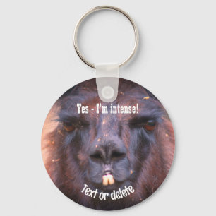 Porte-clés Intense Llama Noire Funny Animal Personnalisé
