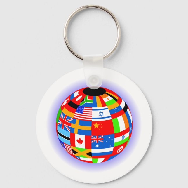 Porte-clés international drapeaux globe terrestre (Recto)