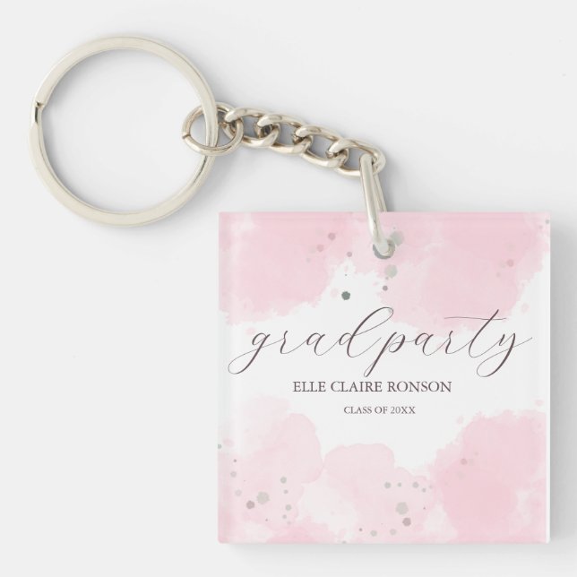 Porte-clés invitation à la fête de graduation rose Elegance (Devant)