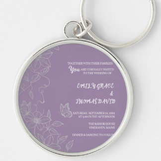 Porte-clés Invitation Élégante aux Papillons et Clématites Vi
