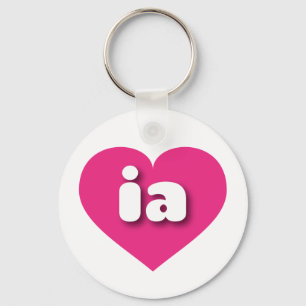 Porte-clés Iowa coeur rose chaud - J'aime ia