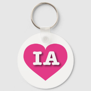 Porte-clés Iowa Hot Pink Heart - J'aime IA