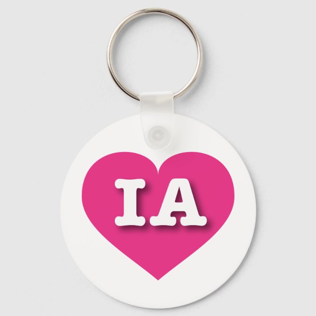 Porte-clés Iowa Hot Pink Heart - J'aime IA (Recto)