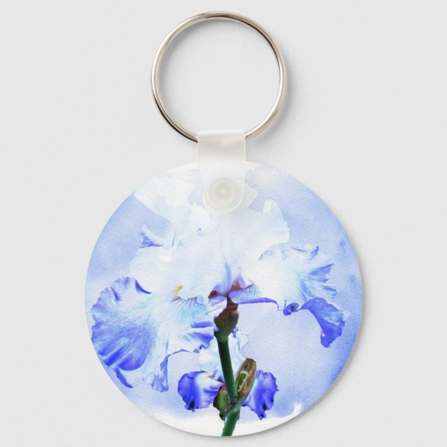 Porte-clés Iris Arborés - Bleu Et Blanc (Recto)