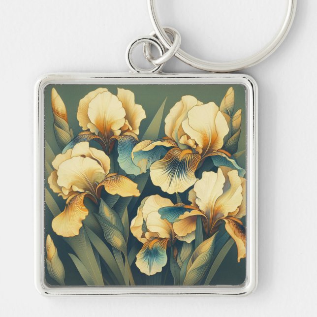Porte-clés Iris Doré Art Déco (Devant)