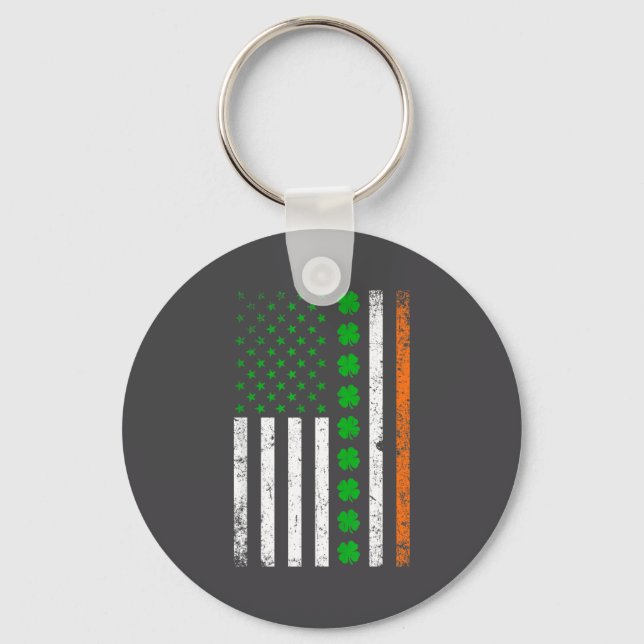 Porte-clés Irish American Flag St. Patrick's Day Shamrock  (Recto)