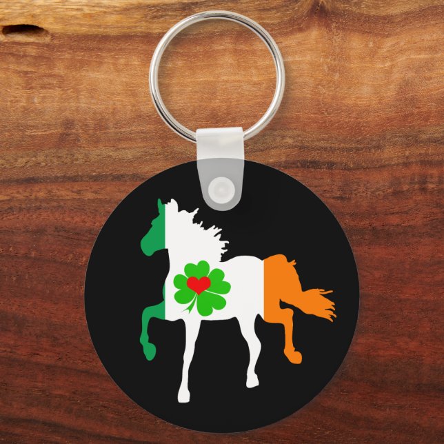 Porte-clés Irish Flag, Irish Horse running, shamrock /Irlande (Recto)