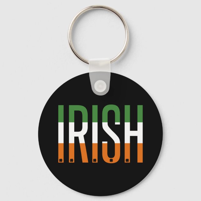 Porte-clés Irish St Patrick's Day Irlande Drapeau Shamrock Lu (Recto)