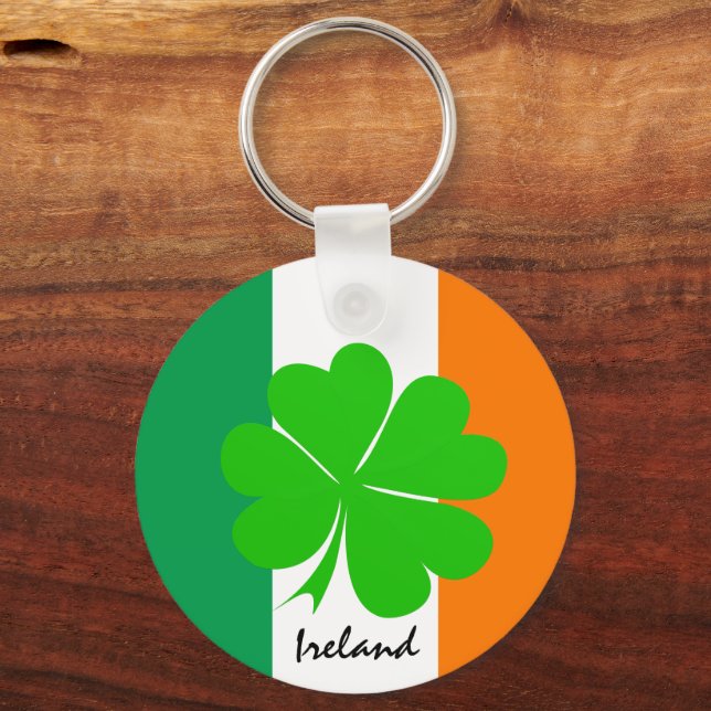 Porte-clés Irlande & quatre feuilles de trèfle, drapeau irlan (Recto)