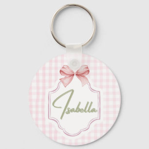 Porte-clés Isabella Personnalisé Pink Bow & En vichy Imprimer