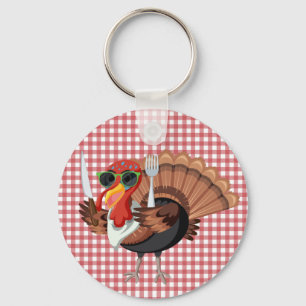 Porte-clés It’s Turkey Time with Red Checker Back Keychain