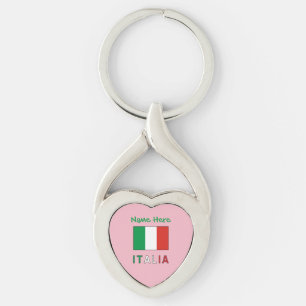 Porte-clés Italie et Drapeau Italien Personnalisation Verte