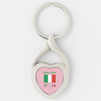 Porte-clés Italie et Drapeau Italien Personnalisation Verte