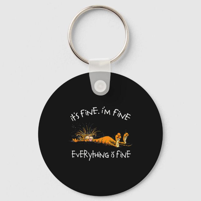 Porte-clés It's Fine I'm Fine Everything Is Fine Funny Cat Lo (Recto)
