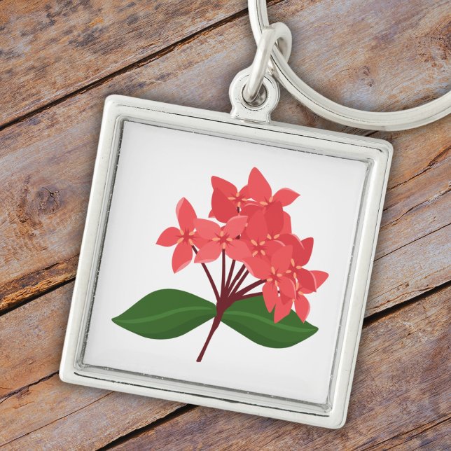 Porte-clés Ixora Coccinea, Fleur de Maha Sarakham (Créateur téléchargé)
