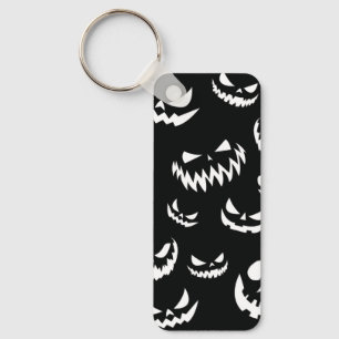Porte-clés Jack-o'-lantern face Citrouille noir et blanc