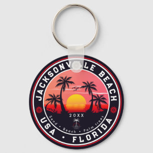 Porte-clés Jacksonville Beach Floride tropical Retro Sunset