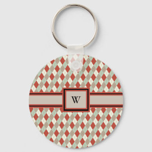 Porte-clés Jacquard Classique, Crème Rouge Tan Vert Monogramm