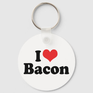 Porte-clés J'adore Bacon au Coeur Rouge - Amateur de Bacon