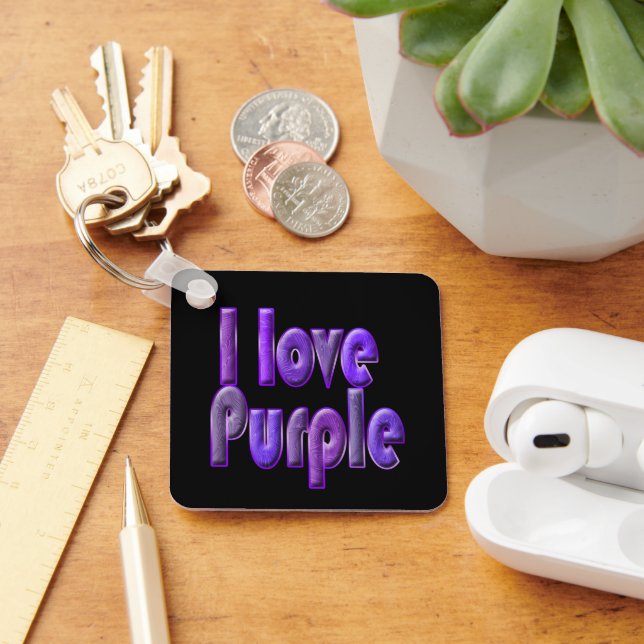 Porte-clés J'adore le violet (Bureau)