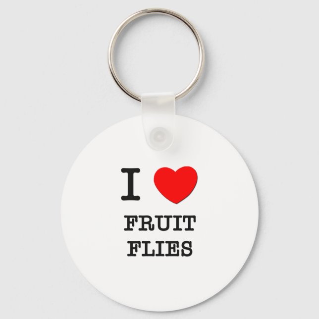Porte-clés J'adore les mouches à fruits (Recto)