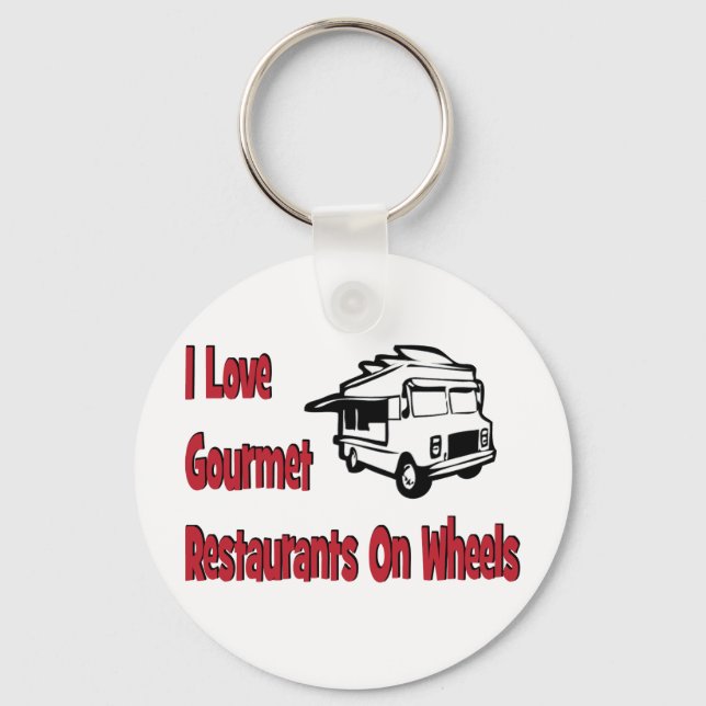 Porte-clés J'adore les restaurants gastronomiques à roues (Recto)