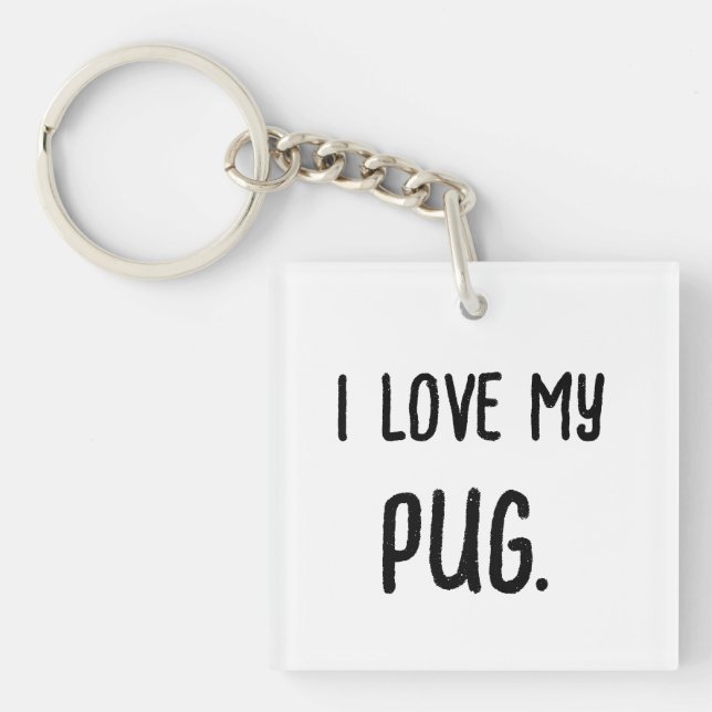 Porte-clés J'adore mon chien personnalisable (Devant)
