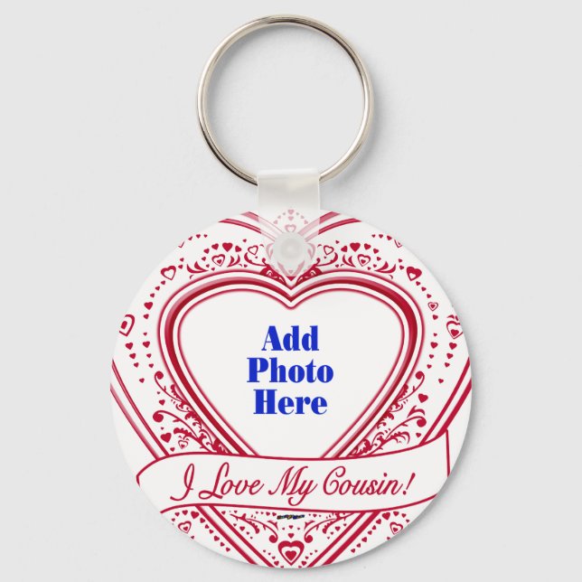 Porte-clés J'adore mon cousin ! Photo Red Hearts (Recto)