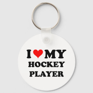 Porte-clés J'adore mon joueur de hockey