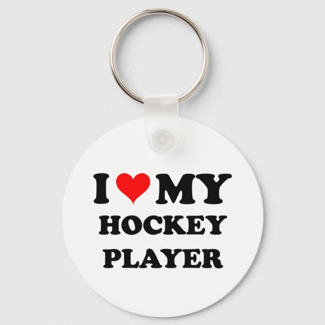 Porte-clés J'adore mon joueur de hockey (Recto)