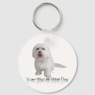 Porte-clés J'adore mon petit chien blanc - Havanais