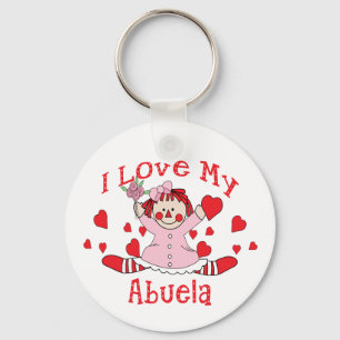 Porte-clés J'adore My Abuela Rag Doll & Hearts