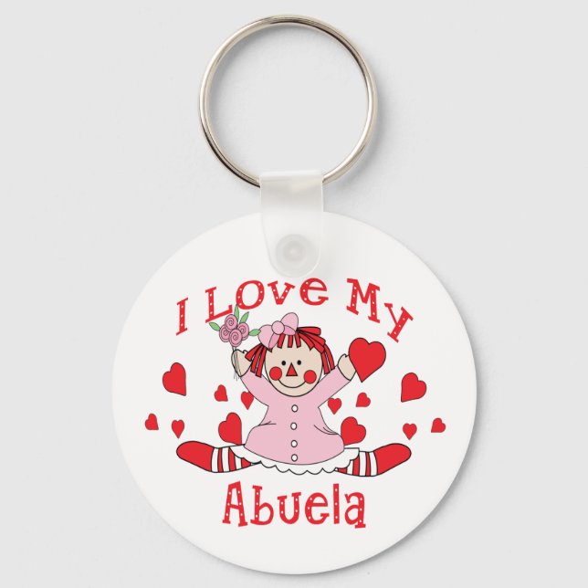 Porte-clés J'adore My Abuela Rag Doll & Hearts (Recto)