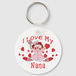 Porte-clés J'adore My Nana Rag Doll & Hearts