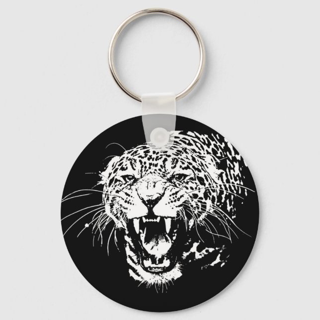 Porte-clés Jaguar noir et blanc (Recto)