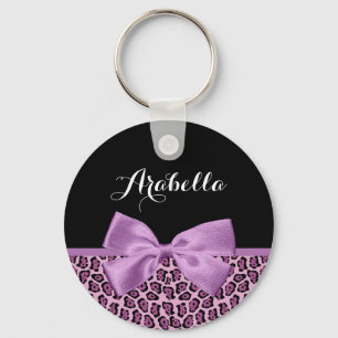 Porte-clés Jaguar Purple Girl Print Cute Bow with Name
