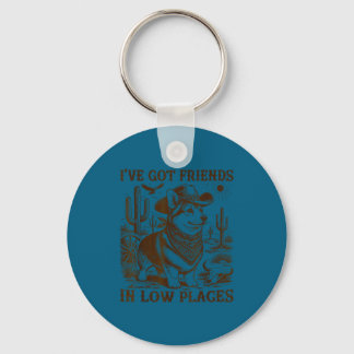 Porte-clés J'ai des amis dans les bas endroits père corgi 